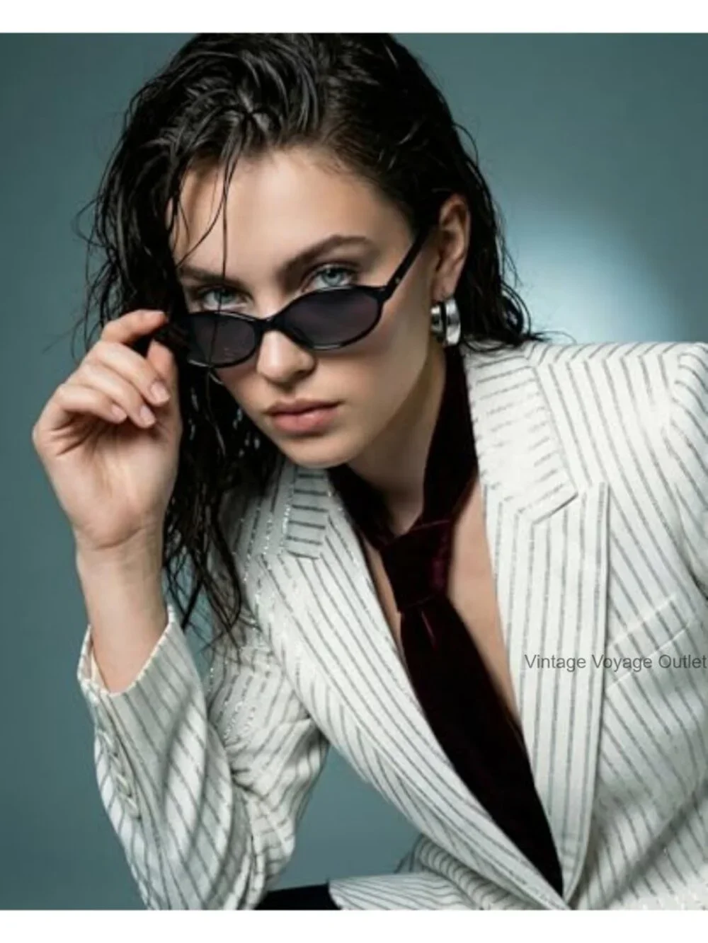 Polarized Retro Oval Sunglasses for Women Y2K 90s Narrow Skinny Frame